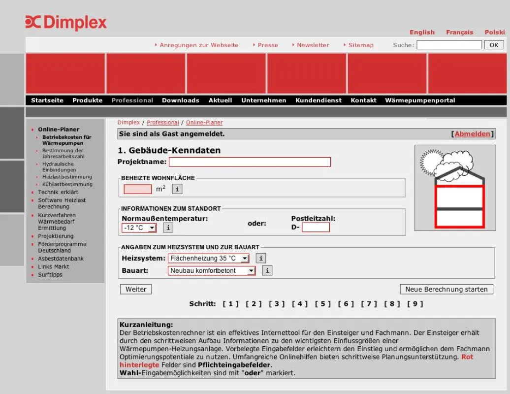 Unter www.dimplex.de können Installateure und Hausbesitzer die Betriebskosten der verschiedenen Heizungsarten miteinander vergleichen.