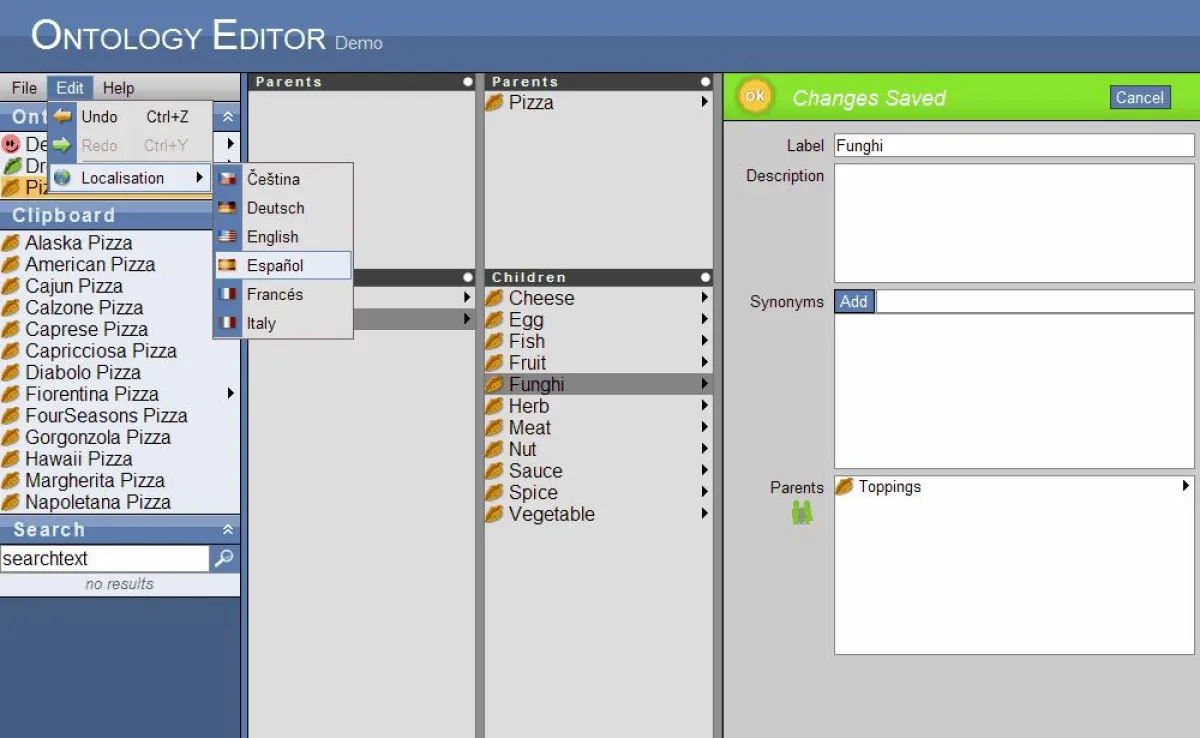 Die hyperGUI-Demo in Form eines Ontologie-Editors