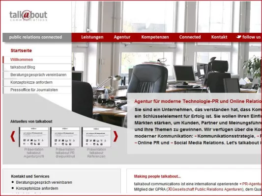 Public Relations Connected - talkabout relauncht Website und setzt auf Social Media Bild: Public Relations Connected - talkabout relauncht Website und setzt auf Social Media