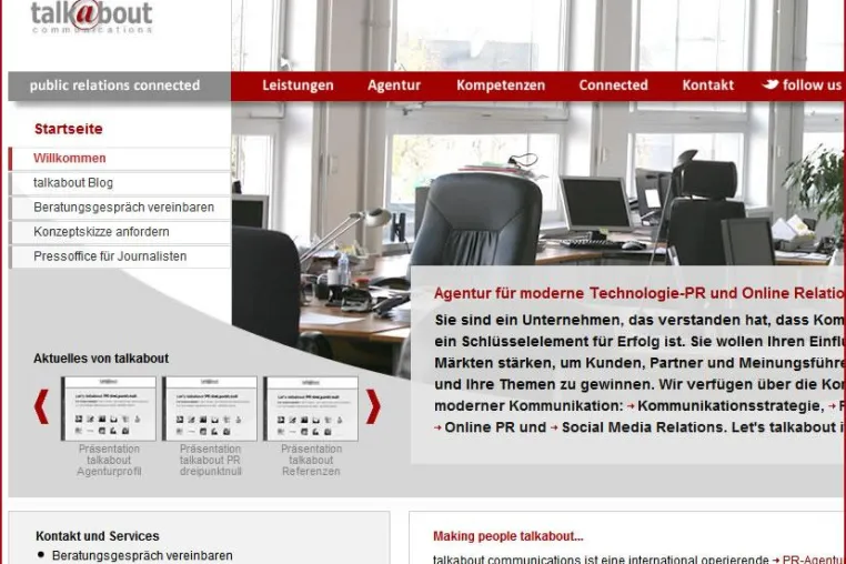 Bild: Public Relations Connected - talkabout relauncht Website und setzt auf Social Media