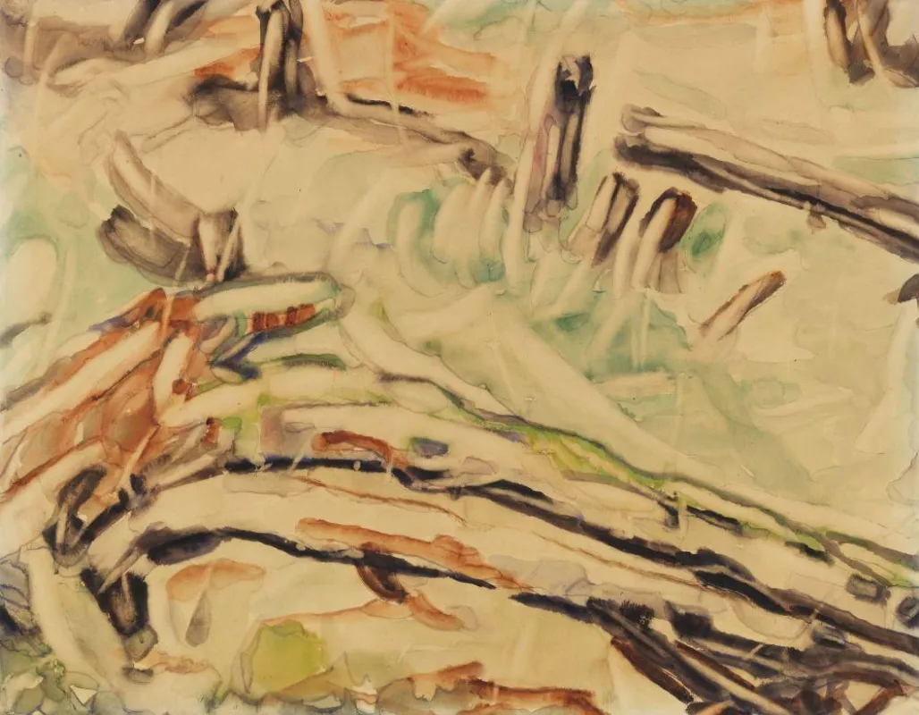 Christian Rohlfs, Studie nach einem Baumstamm. Aquarell, um 1911, 49 x 63 cm