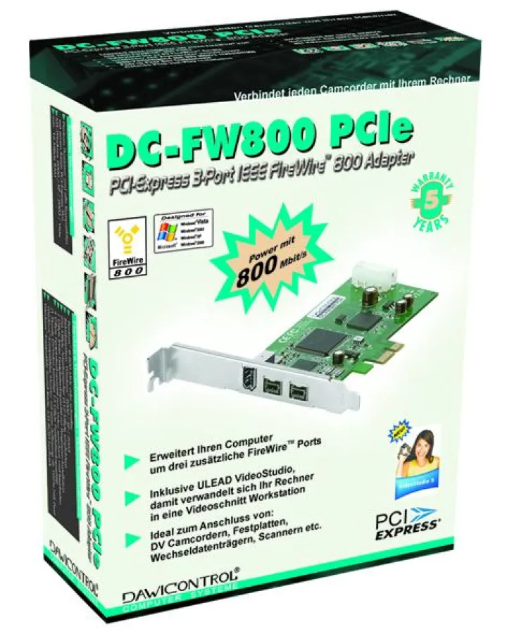 FW800 PCIe Box von Dawicontrol