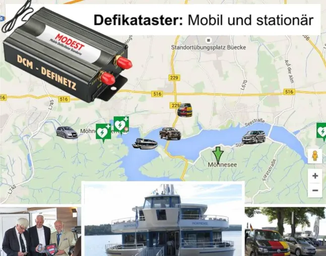Bild: Definetz\' neuestes Produkt MODEST zeigt mobile Defis im Kataster