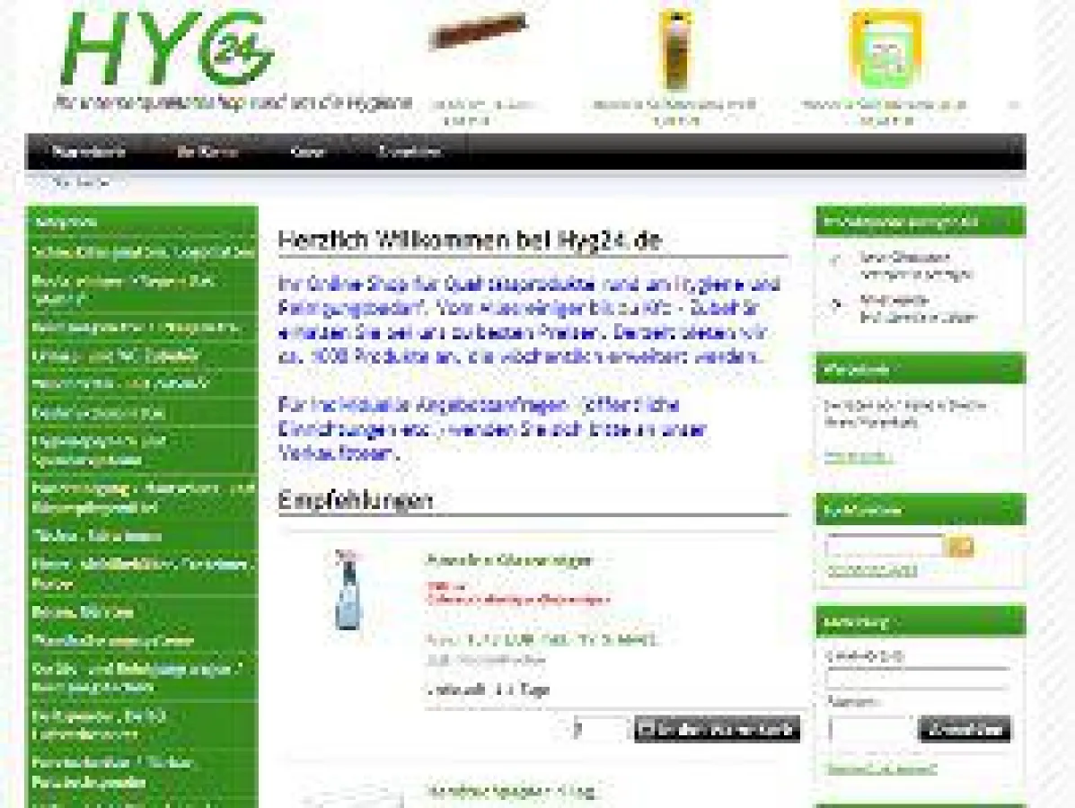 Screenshot des neu eröffneten Onlineshops