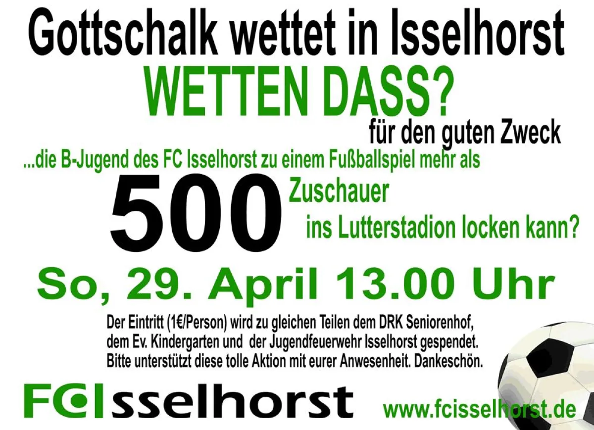 Die Gottschalk-Wette in Isselhorst am 29. April um 13.00 Uhr