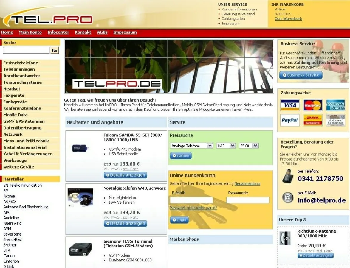 telpro.de - der neue Onlineshop der Beer Telekommunikation e.K.