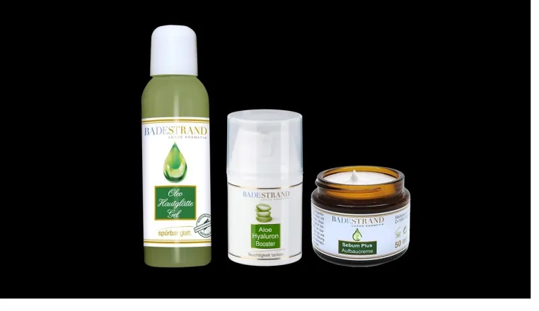 Bild: Aloe-Hyaluron / Sebum / Oleo-Gel - Kosmetische Hautpflege-Tipps für die Flugreise
