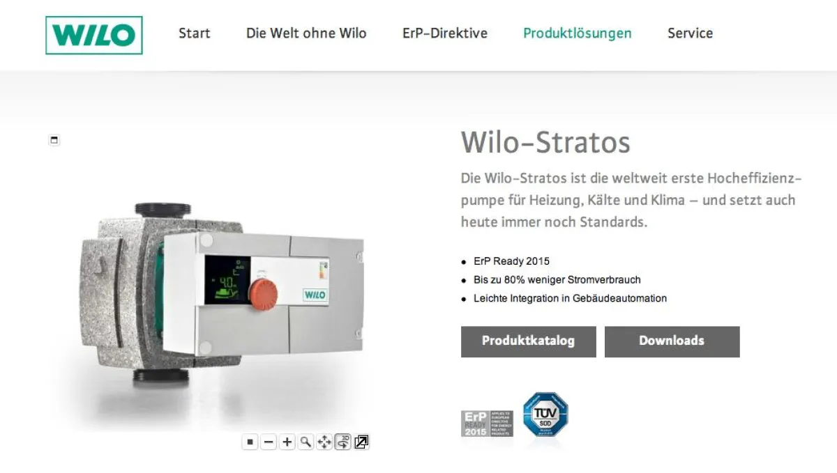 Wilo-Pumpe in der 360-Grad-Ansicht.