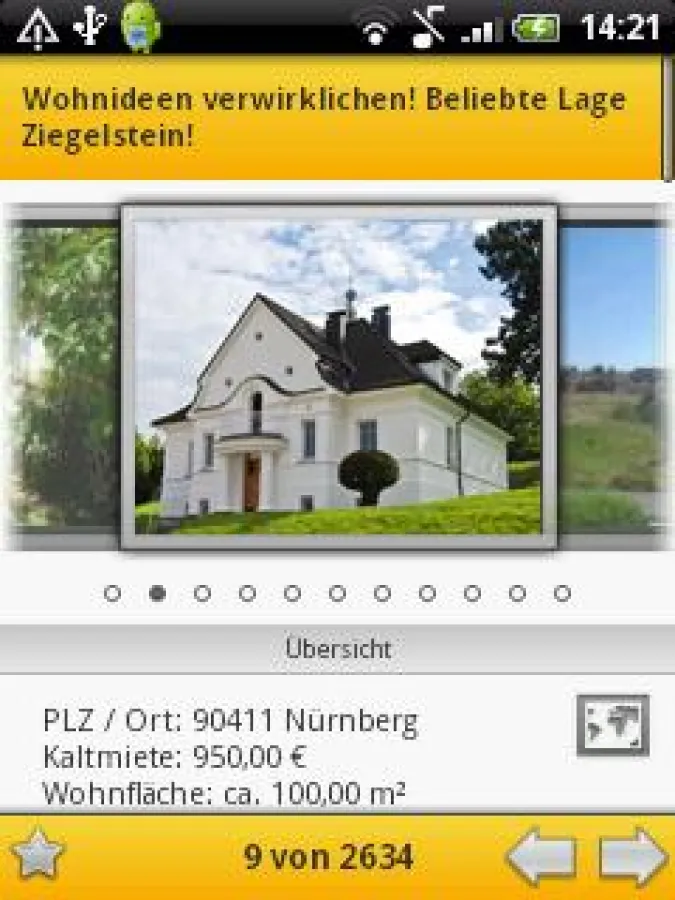 Die Exposé-Ansicht in der neuen Immowelt-App bietet eine attraktive Bildergalerie. Bild: Immowelt