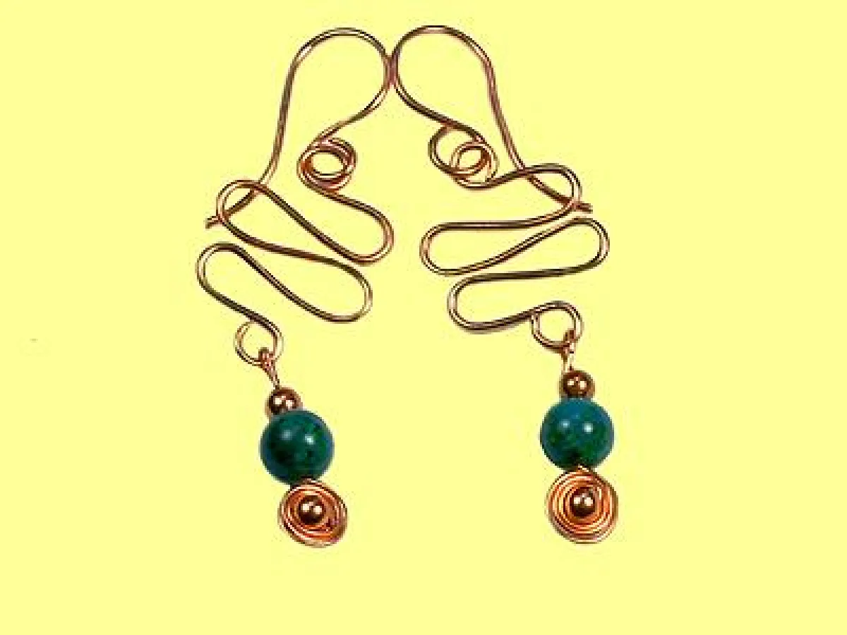 Ohrringe Chrysokoll mit Kupferdraht