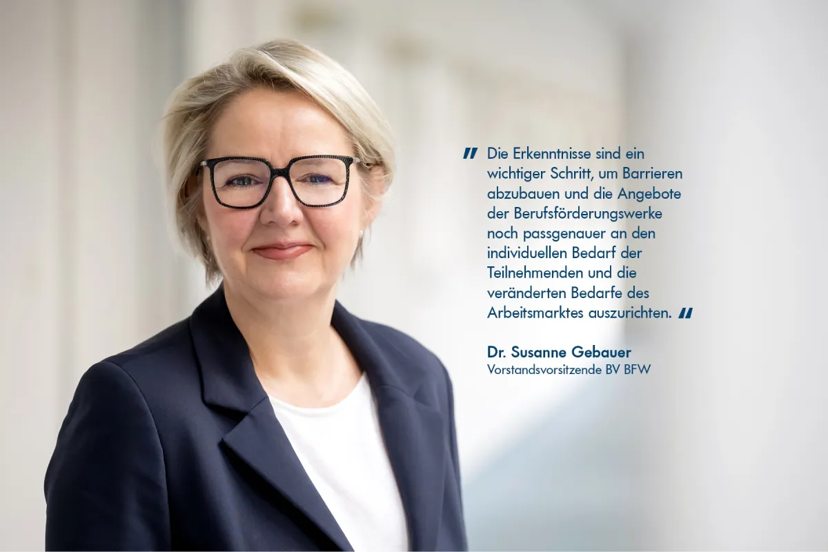 Dr. Susanne Gebauer, Vorstandsvorsitzende des BV BFW mit Zitat zur Bedarfsanalyse (© BV BFW/Kruppa)