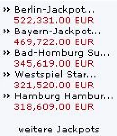 Bild: Der Jackpot-Ticker - ein weiteres Service Angebot der ISA-CASINOS