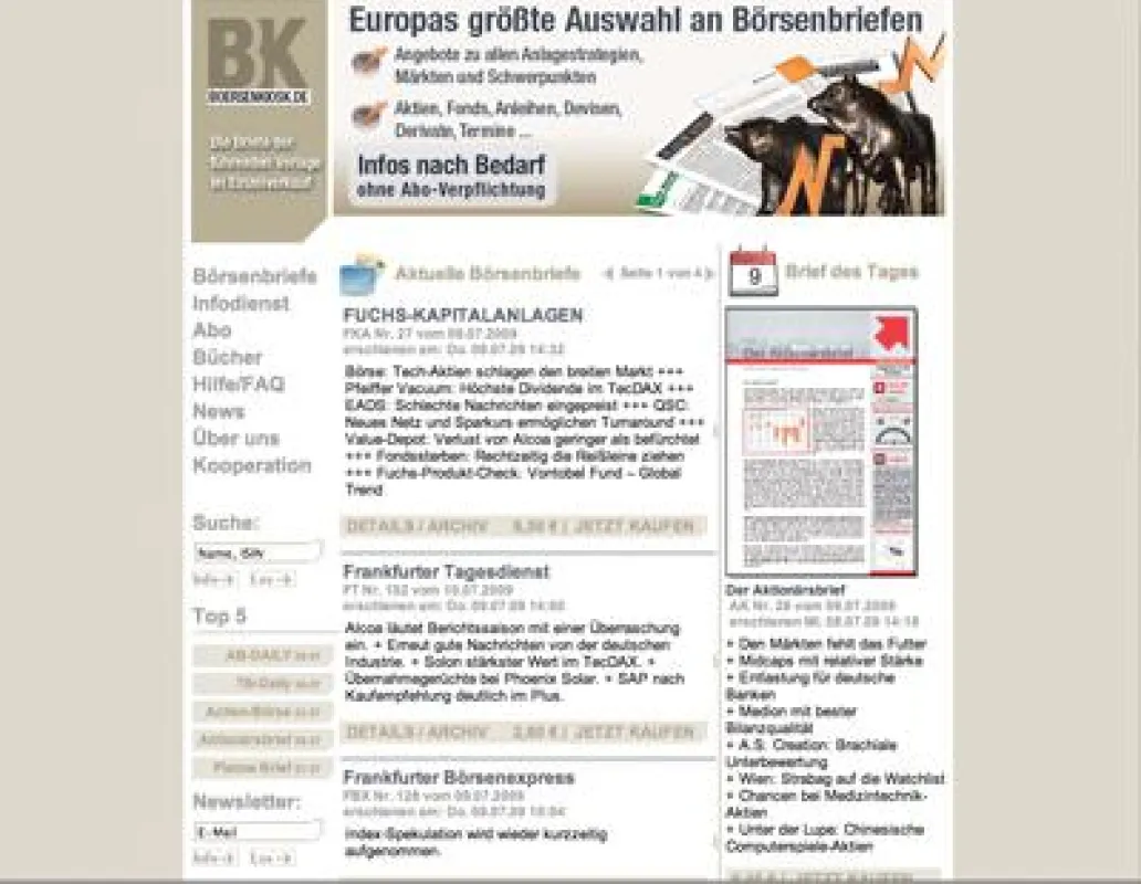 Europas größte Auswahl an Börsenbriefen ? bequem per Einzelabruf