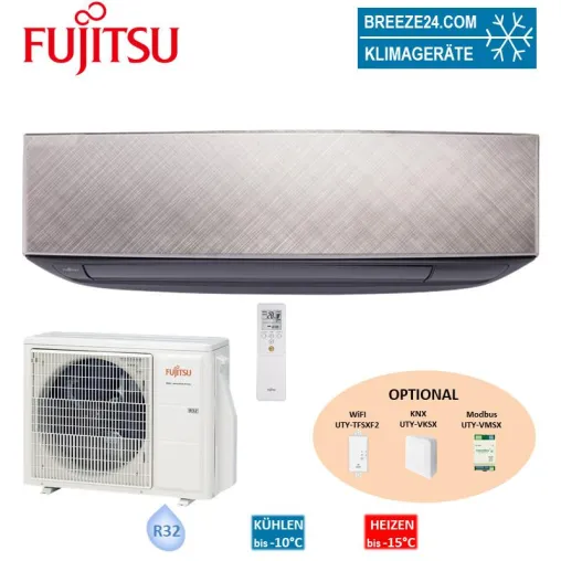 Bild: Klimaanlagen-Set von Fujitsu ASYG 12KETAB Wandgerät Desing eco + AOYG 12KETA für 1 Zimmer mit 35 m²