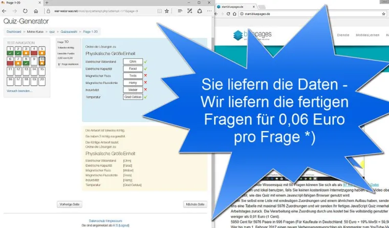 Bild: bluepages-Quizgeneratoren als Service nutzen