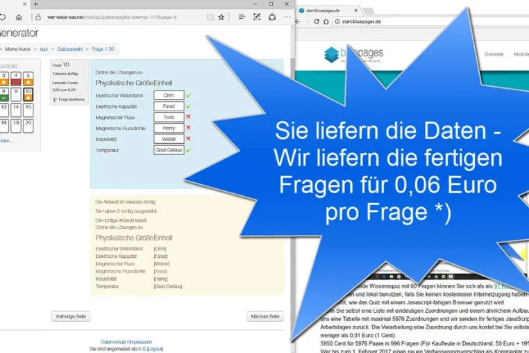 Bild: bluepages-Quizgeneratoren als Service nutzen
