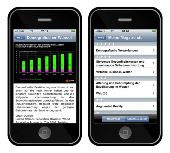 Trendwissen für unterwegs: Megatrends App für das iPhone Bild: Trendwissen für unterwegs: Megatrends App für das iPhone
