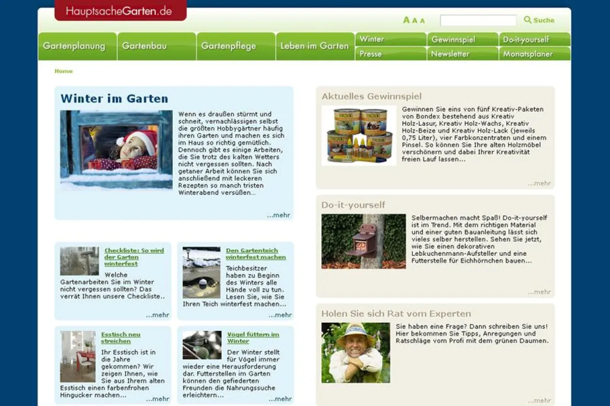 Tipps für den Garten im Winter und Ideen, die das Warten auf Weihnachten verkürzen, gibt es auf www.HauptsacheGarten.de.