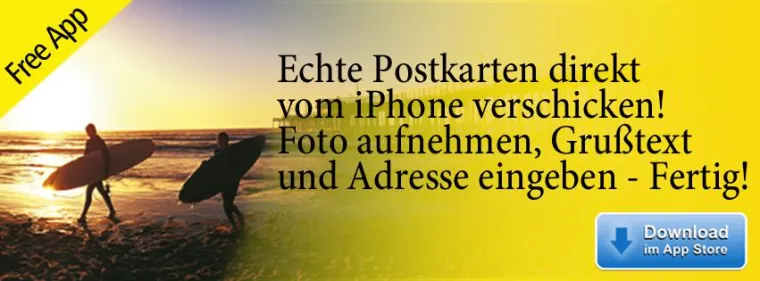 Echte Postkarten vom iPhone versenden Bild: Echte Postkarten vom iPhone versenden