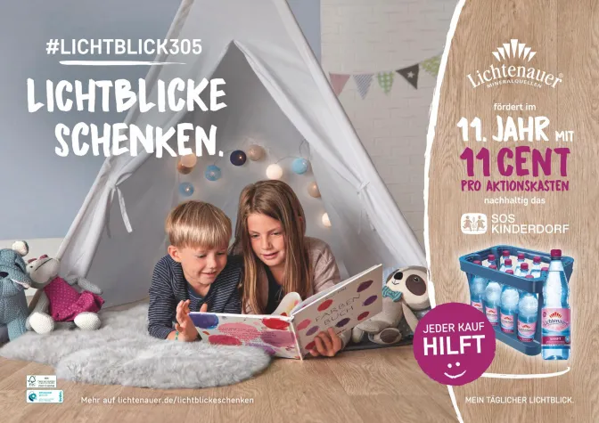 Bild: Kunden der Lichtenauer Mineralquellen schenken „Lichtblicke“ an SOS-Kinderdorf