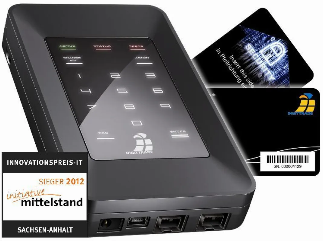 DIGITTRADE-Hauptgewinn: Externe High Security-Festplatte HS256S mit 240 Gigabyte SSD-Speicherplatz