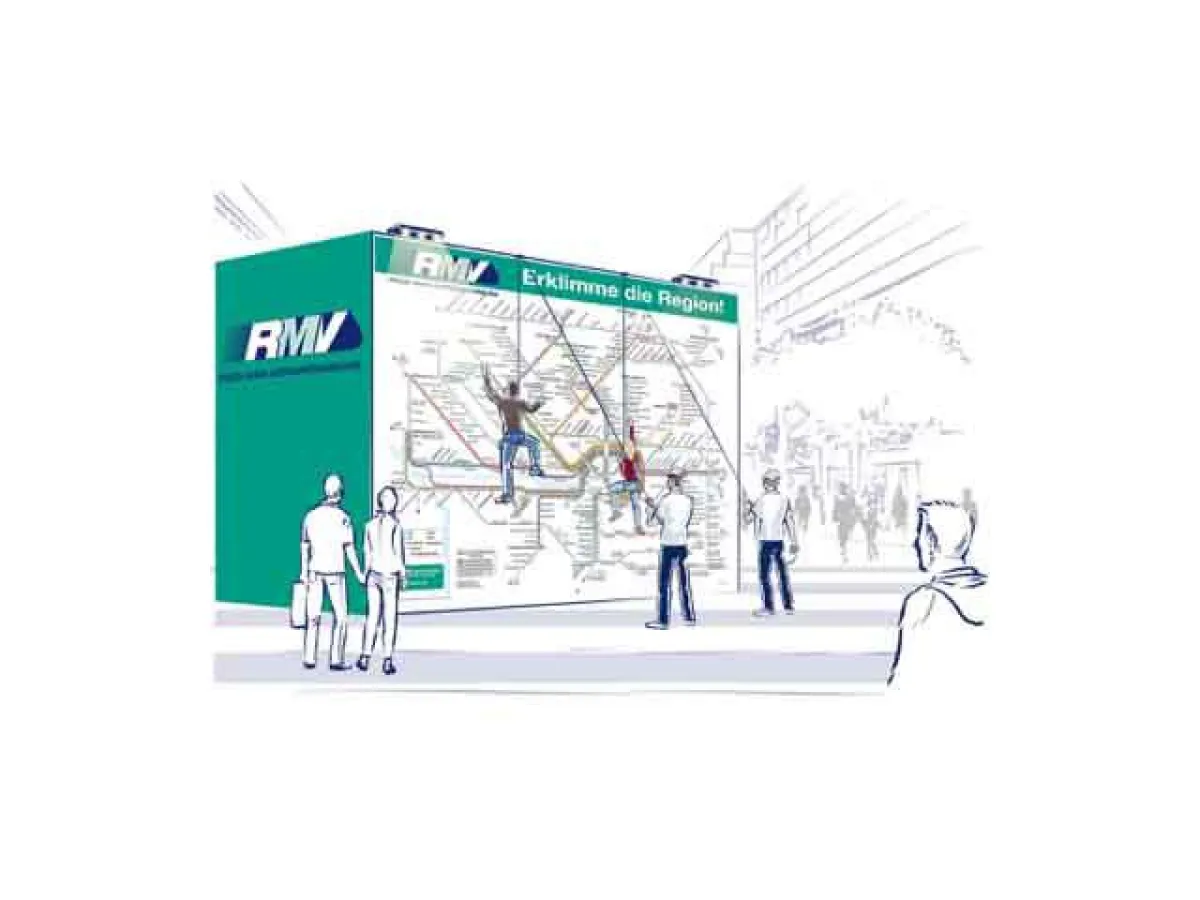 RMV-Kletterwand auf der Zeil in Frankfurt (Foto: zerotwonine)