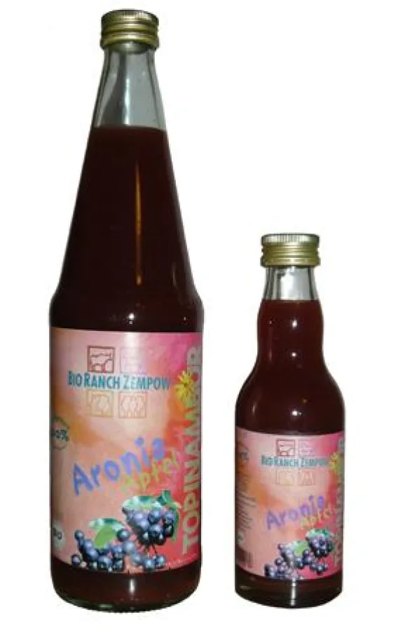 Aronia-Apfel  Mehrfruchtsaft aus der Topi & Frucht Linie von der Bio Ranch Zempow. Eine harmonische Verbindung von Gesundheit und Genuss, mit Sanddorn.