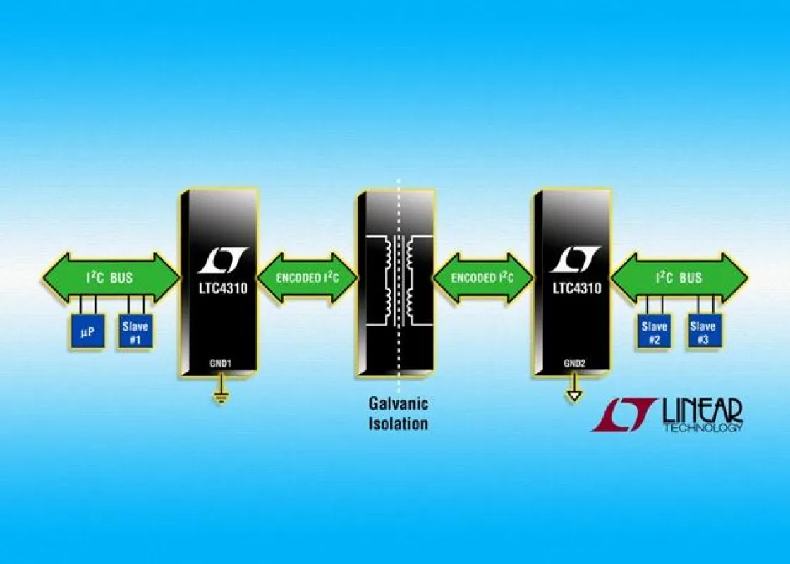 Hot-swap-fähige I2C-Isolatoren ermöglichen Datenübertragung über Ethernet-Übertrager und können so Spannungsdifferenzen von über 1500Veff überbrücken.