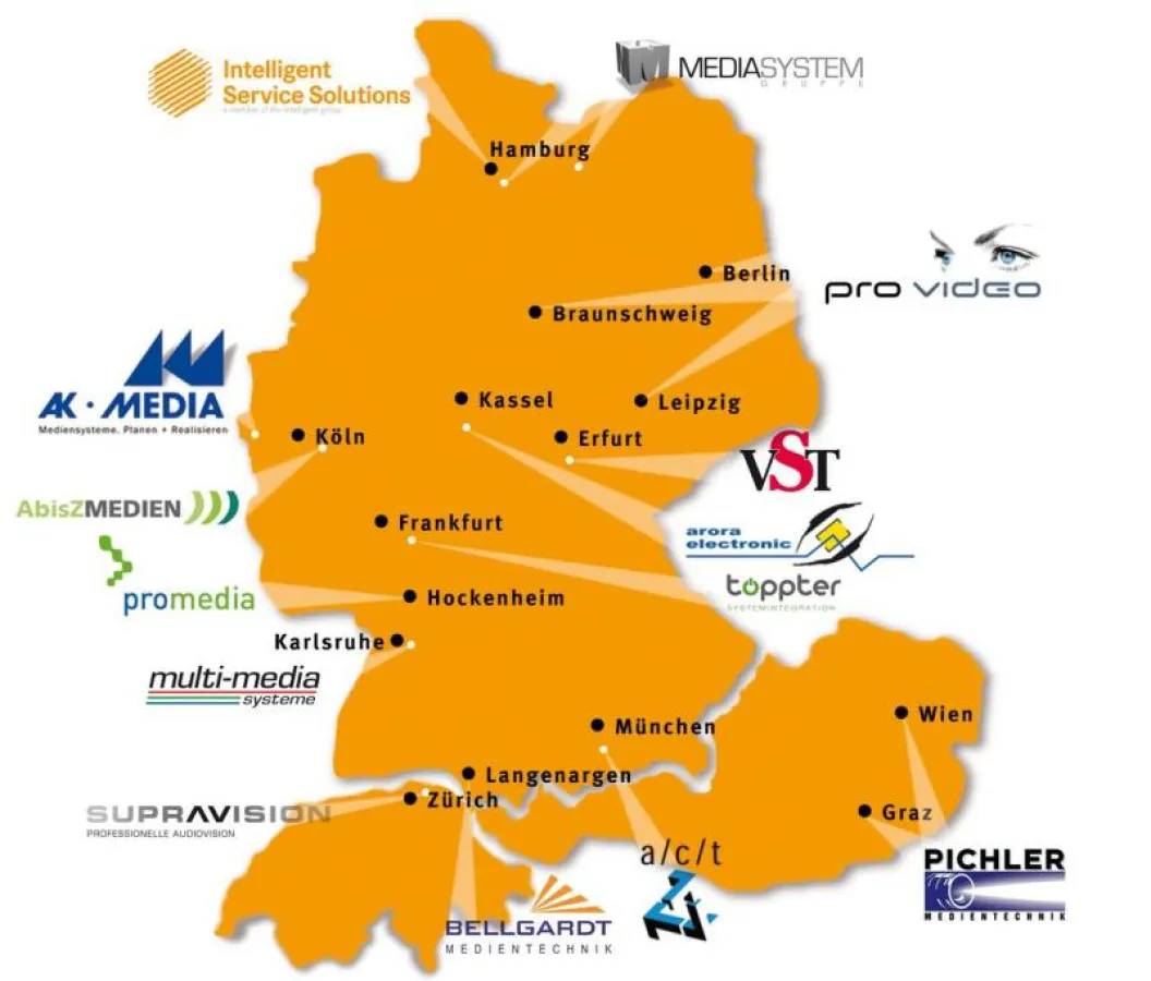 Übersichtskarte AV-Solution Partner in den DACH-Ländern