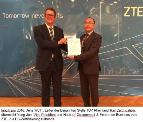 Bild: ZTE erhält EG-Zertifizierung für GSM-R Netztechnologie