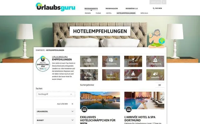 125 Hotels steigern ihre Direktbuchungen schon mit den Urlaubsguru Hotelempfehlungen Bild: 125 Hotels steigern ihre Direktbuchungen schon mit den Urlaubsguru Hotelempfehlungen