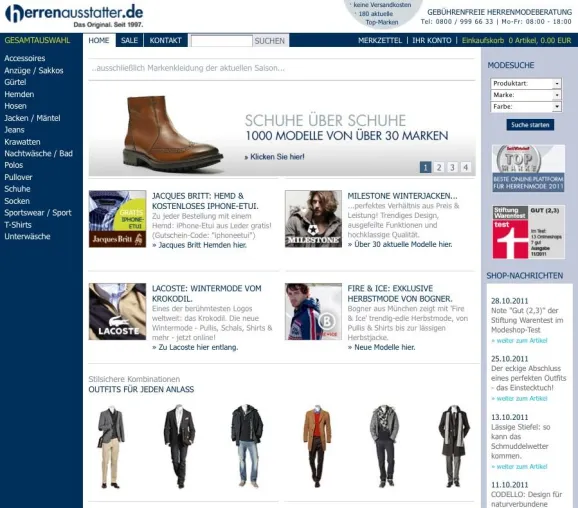 Gut gemacht: herrenausstatter.de erhält gute Bewertung von Stiftung Warentest im Bereich Mode-Onlineshops Bild: Gut gemacht: herrenausstatter.de erhält gute Bewertung von Stiftung Warentest im Bereich Mode-Onlineshops