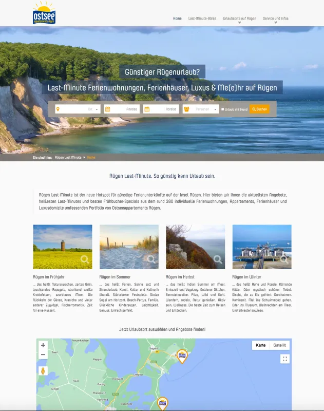 Macht mobil und am Desktop eine gute Figur: die neue ruegen-last-minute.de (© Ostseeappartements Rügen)