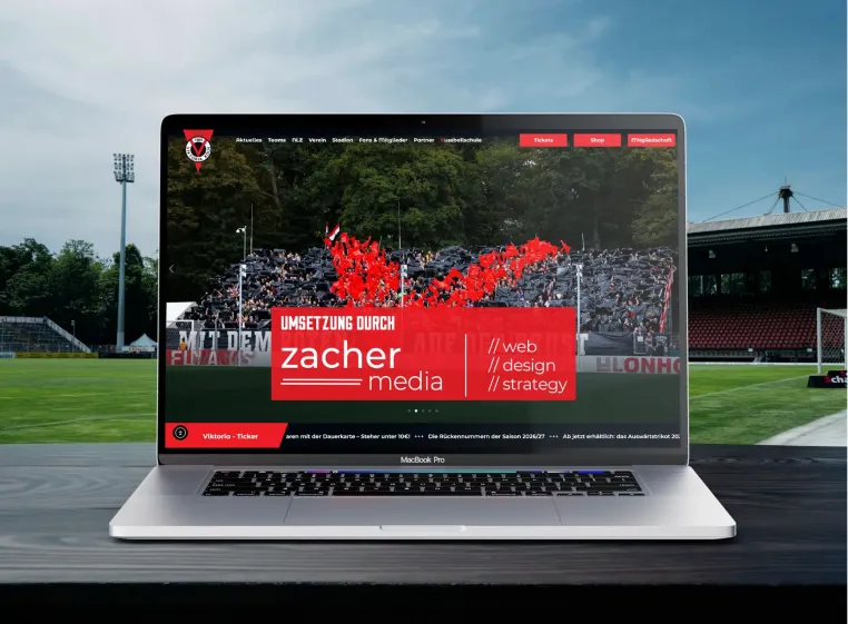 Neue digitale Heimat für Viktoria Köln: Website-Relaunch mit zacher media Bild: Neue digitale Heimat für Viktoria Köln: Website-Relaunch mit zacher media