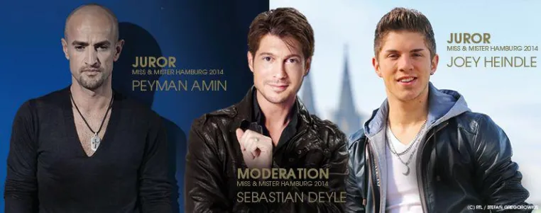 Joey Heindle, Peyman Amin, Sebastian Deyle und Anthony Bauer Jr. bei “Miss & Mister Hamburg 2014´´ Bild: Joey Heindle, Peyman Amin, Sebastian Deyle und Anthony Bauer Jr. bei “Miss & Mister Hamburg 2014´´