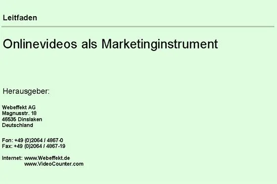 Kostenloser Leitfaden zu YouTube & Co. als Marketinginstrument erschienen Bild: Kostenloser Leitfaden zu YouTube & Co. als Marketinginstrument erschienen