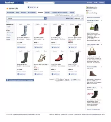 Bild: Zalando integriert Facebook Shopping App von smatch.com