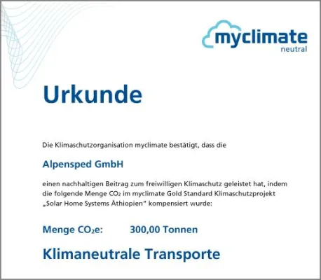 Bild: Alpensped kompensiert 300 Tonnen CO2e
