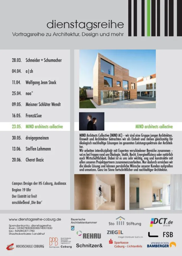 Am 23. Mai spricht das MIND architects collective an der Hochschule Coburg. F: Sto-Stiftung / MIND