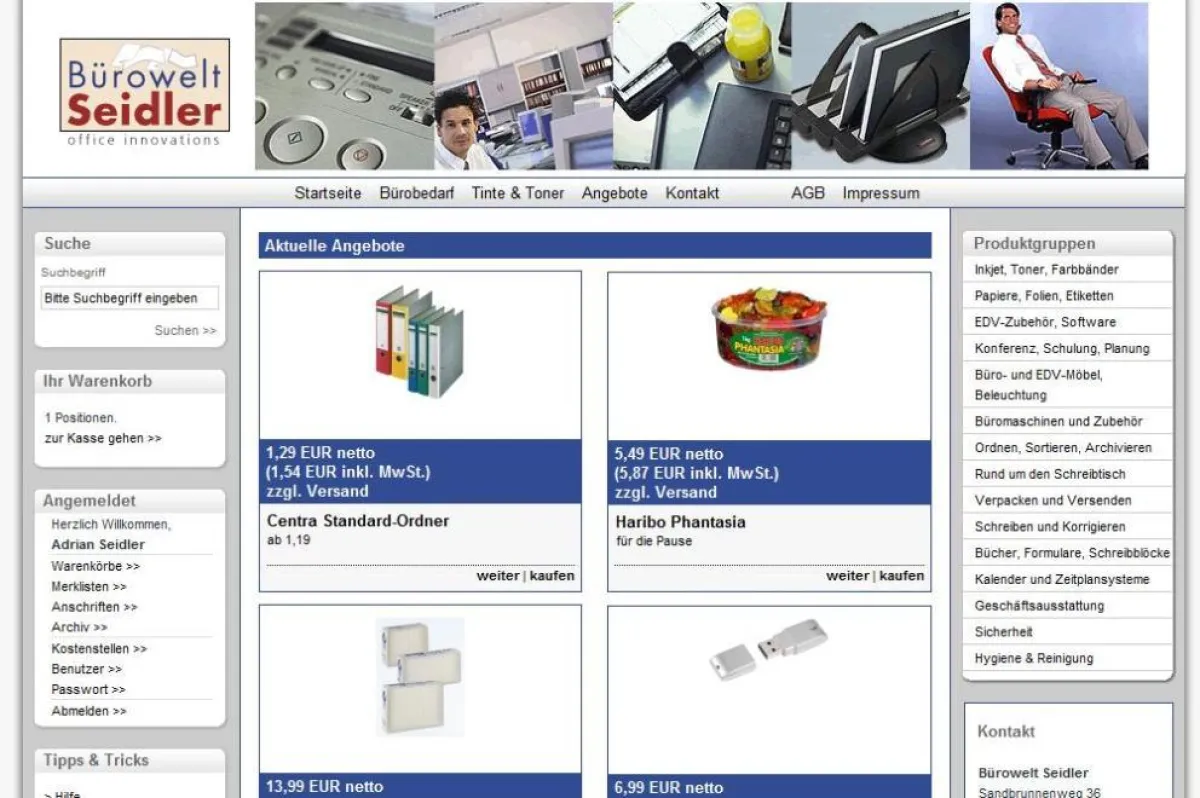 Online-Shop der Bürowelt Seidler (www.bw-seidler24.de)