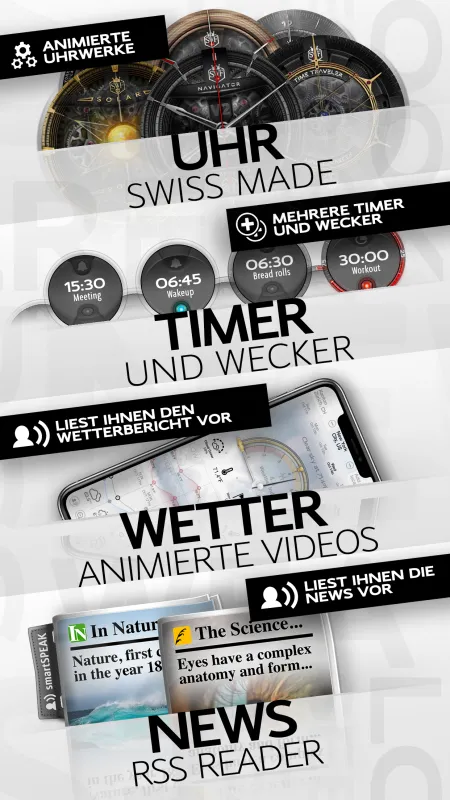 Erleben Sie, wie schön und anders digitale Zeit aussehen kann.