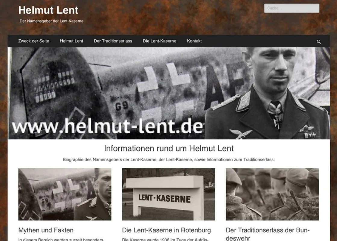 Informationsseite zu Helmut Lent - Mythen und Fakten und dem Traditionserlass