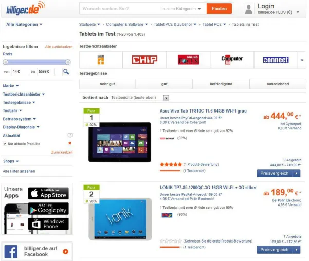 Bild: billiger.de launcht neues Beratungsangebot "Testsieger"