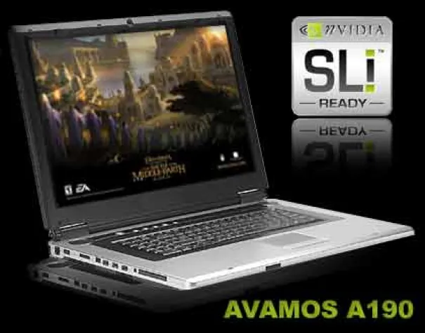 Bild: AVAMOS A190 , 19“ Notebook mit nVidia 7800 GTX SLI Technologie