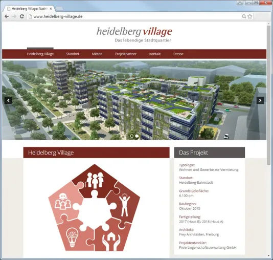 Bild: Neue Homepage informiert über das Stadtquartier Heidelberg Village