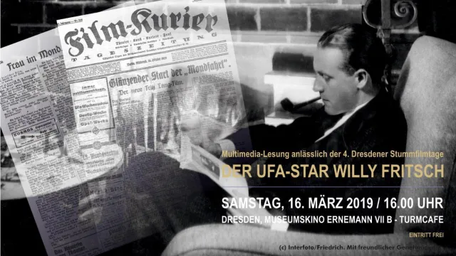 Bild: Der Ufa-Star Willy Fritsch. Multimedia-Lesung bei den Dresdener Stummfilmtagen