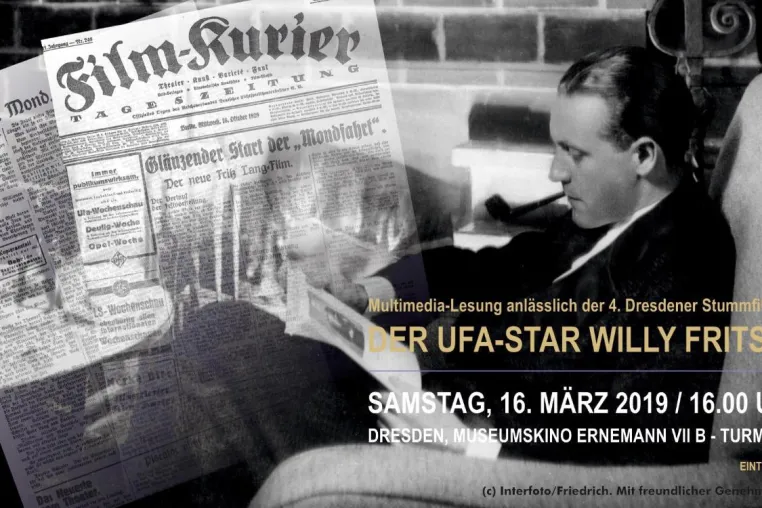 Der Ufa-Star Willy Fritsch. Multimedia-Lesung bei den Dresdener Stummfilmtagen Bild: Der Ufa-Star Willy Fritsch. Multimedia-Lesung bei den Dresdener Stummfilmtagen