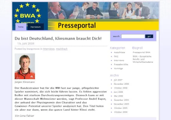 BWA - Europäische Berufs- und Wirtschaftsakademie St. Gallen AG stellt Presseportal online Bild: BWA - Europäische Berufs- und Wirtschaftsakademie St. Gallen AG stellt Presseportal online