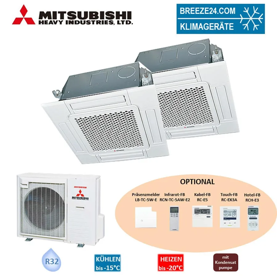 Set FDTC 60 VH+FDTC 35 VH 4-Wege-Deckenkassette + SCM 80 ZS-W R32