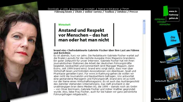 Bild: Brandeins-Chefredakteurin Gabriele Fischer im Interview auf in-fuehrung-gehen.de